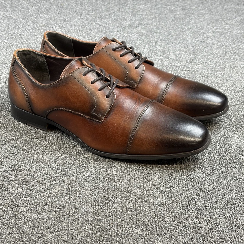Express Shoes Mens Sz 9 Oxford Dress Casual 55285 Brown Leather Lace Up Low Top